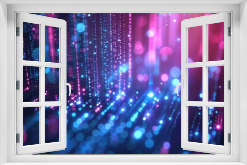 abstract background with pink blue glowing neon lines and bokeh lights. Data transfer concept. Digital wallpaper