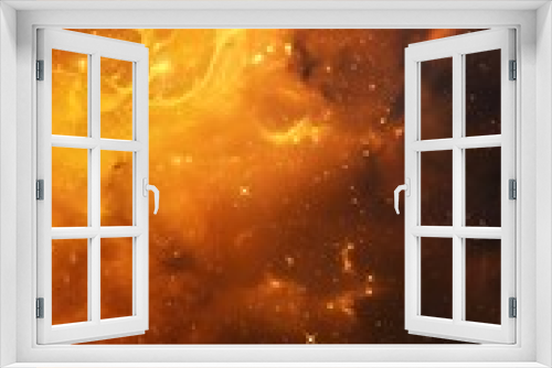 orange nebula with stars, smoke clouds, fantasy, space background
