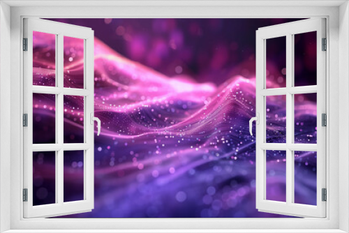 Mesmerizing abstract wave featuring soft pink and purple dots, creating a dynamic and futuristic visual effect. Ideal for technology and innovation themes