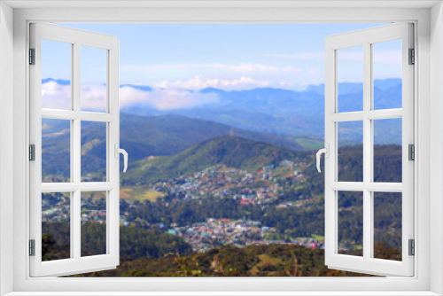 Fototapeta Naklejka Na Ścianę Okno 3D - panorama with Nuwara Eliya and mountains around