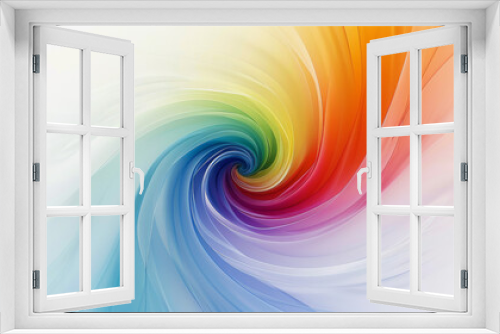Clean and simple design with a minimalist rainbow swirl graphic