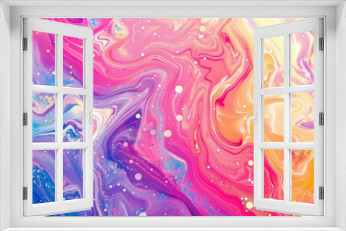 Vibrant Horizontal Abstract Liquid Art Background with Colorful Swirls and Marbling Effect