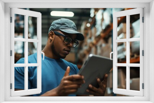 Warehouse Worker with Digital Tablet