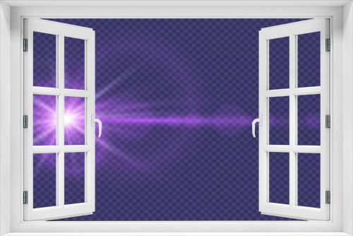 Fototapeta Naklejka Na Ścianę Okno 3D - Purple neon light explosion. Flash line and star. On a transparent background.