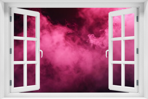 A dynamic burst of pink smoke explodes into the frame, capturing the viewer's attention with its vibrant energy