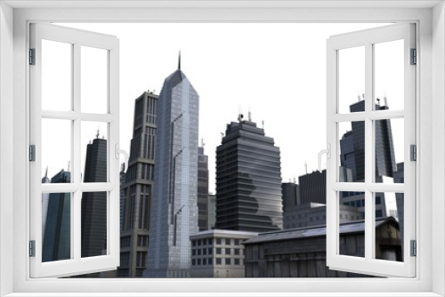 Fototapeta Naklejka Na Ścianę Okno 3D - City Buildings Isolated On White