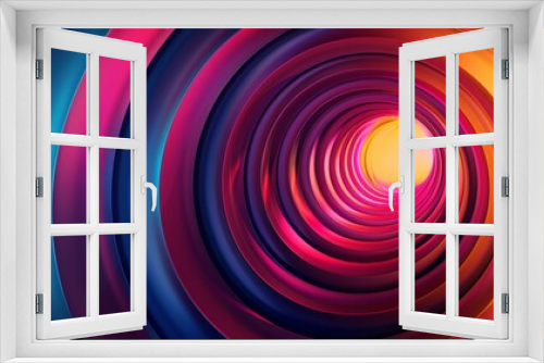 Geometric of Concentric circles in layers,neon colour background