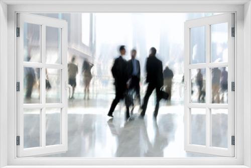 group of people in the lobby business center