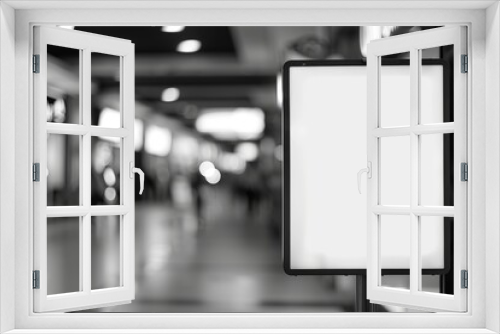 Mockup Vertical Empty Signboard for Advertising in Shopping Mall - Commercial Floor Display. Beautiful simple AI generated image in 4K, unique.