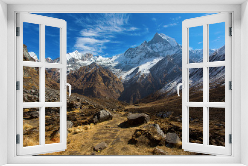 Fototapeta Naklejka Na Ścianę Okno 3D - View of Machhapuchchhre mountain - Fish Tail in English is a mou