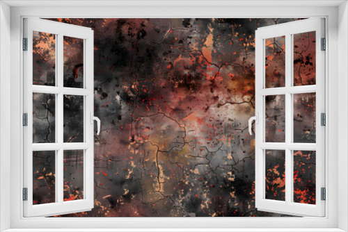 rusty metal surface with red black and orange tones worn steampunk background with scratches AI