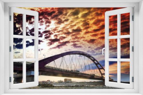 Fototapeta Naklejka Na Ścianę Okno 3D - bridge sunset