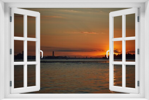 Scenic view of golden sunset over Venice, Italy