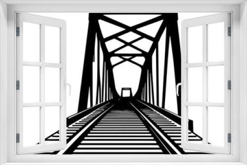 Fototapeta Naklejka Na Ścianę Okno 3D - Bridge & rail bridge silhouette icon illustration