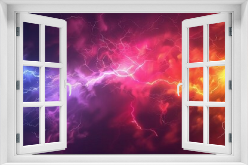 Colorful lightning background, red yellow blue purple lightning effects, colorful thunderstorm, Rainbow lightning effect. electric texture, banner