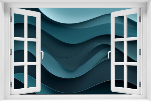 Colorful horizontal banner design with a teal blue, deep blue and slate gray color scheme