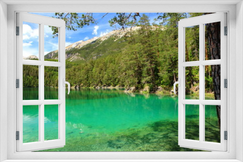 Fototapeta Naklejka Na Ścianę Okno 3D - Grüne Lagune am Fernpass