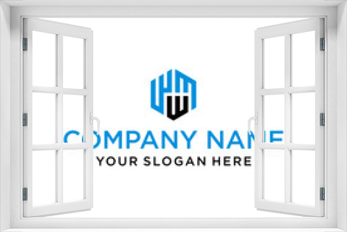 WWM letter shaped hexagon and cube logo with letter design for company identity