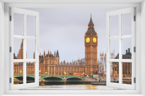 Fototapeta Naklejka Na Ścianę Okno 3D - London with the Clock Tower and Houses of Parliament