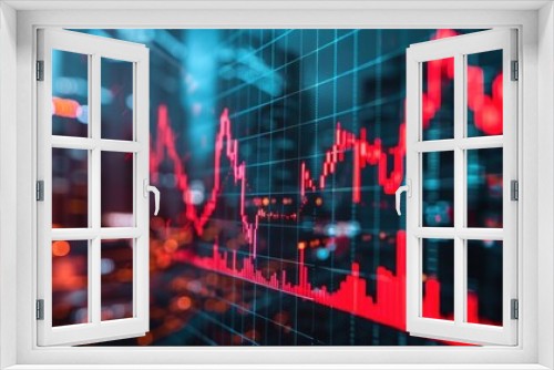 close up inancial chart with uptrend line candlestick graph