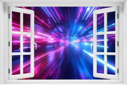 Colorful neon light rays background with blue and purple lines