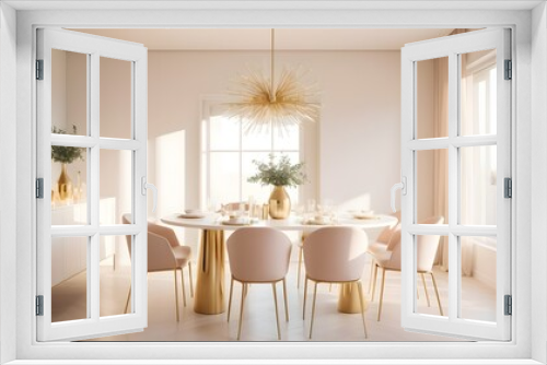 white and gold theme interior modern minimalism photo realism