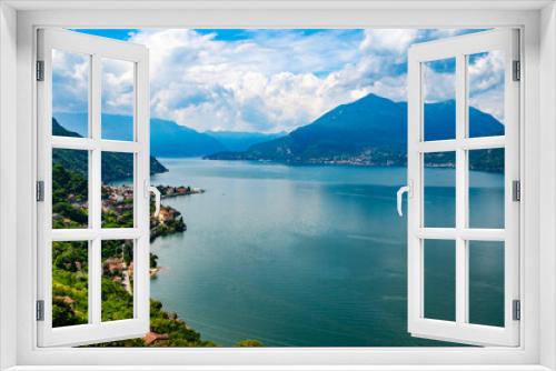 Fototapeta Naklejka Na Ścianę Okno 3D - Panorama of Lake Como, with Tremezzina, Menaggio, Bellano, photographed from the village of Verginate.