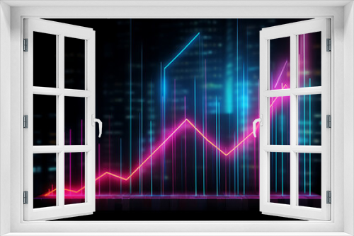 Neon business graph, a fresh approach to business analysis and research, It means to thrive and grow