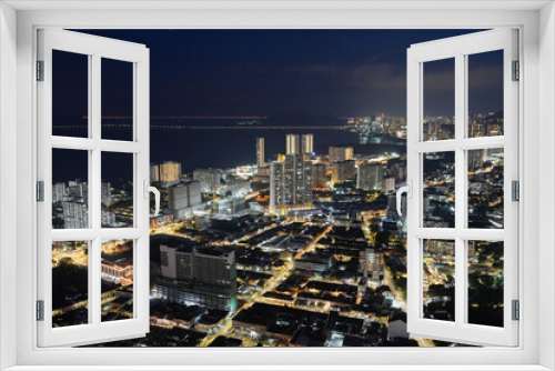Fototapeta Naklejka Na Ścianę Okno 3D - The Cityscape of Georgetown on Penang in Malaysia Asia in the Night Time