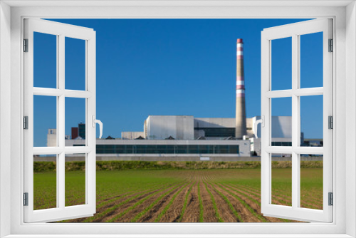Fototapeta Naklejka Na Ścianę Okno 3D - Industrial power plant, blue sky
