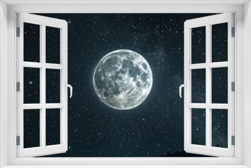 Night Sky Full Moon Illuminated, Free Space Realistic