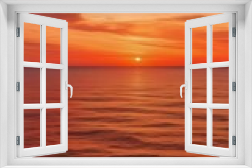 Horizon Blaze Orange-Red Sunset Seascape