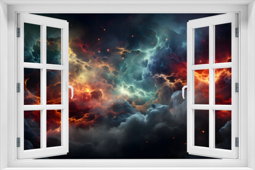 Digital space with Milky Way and nebula abstract graphic poster web page PPT background
