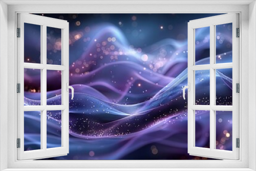  A blue-purple wave with sparkles on both sides is set against a dark background