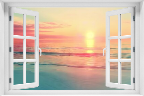 serene ocean sunset with beach view and setting sun abstract photo