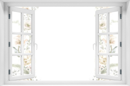 Fototapeta Naklejka Na Ścianę Okno 3D - White Floral Bouquet Cream Pastel Watercolor Elegant Wedding Frame