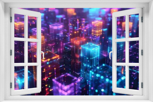 Craft a futuristic digital landscape illustrating Blockchain and DLT, with glowing, interconnected data nodes Utilize CG 3D for a dynamic, tech-savvy vibe