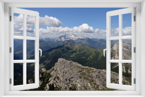 Fototapeta Naklejka Na Ścianę Okno 3D - Beautiful view of majestic mountains against the backdrop of a blue sky. Dolomites, Italy