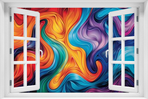Vibrant Neurographic Art Poster Mockup Exhibiting Expressive Abstract Lines and Bold Colors in a Creative Studio Setting