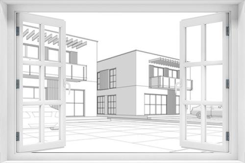 Fototapeta Naklejka Na Ścianę Okno 3D - residential modern architecture 3d illustration