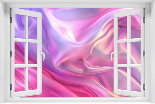 Abstract background with waves of smooth silk fabric in soft pink and lavender tones. Fashion and beauty concept. Banner with copy space.