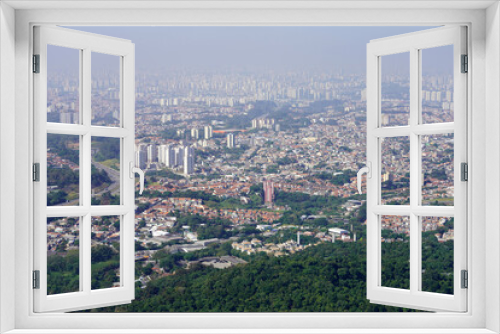 Skyline of Sao Paulo megalopolis. Cityspace of the Greater Sao Paulo large metropolitan area located in the Sao Paulo State in Brazil