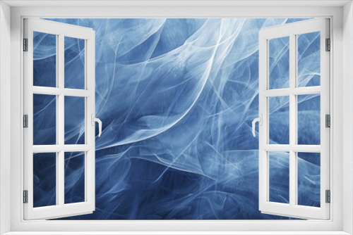 Background with soft flowing lines in blue shades frost-like textures and light mist backdrop