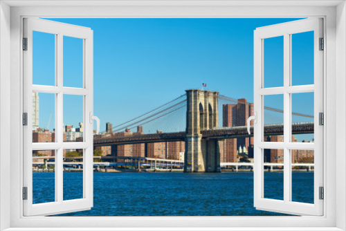 Fototapeta Naklejka Na Ścianę Okno 3D - Lower Manhattan skyline view from Brooklyn