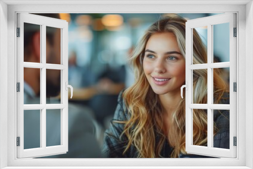 Business meeting in a cafe with two professionals engaging in conversation