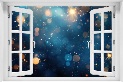 Create a visually striking image of a modern template adorned with radiant lights and dynamic falling star particles.
