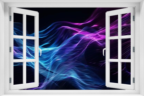 Glowing Waves of Blue and Purple on Dark Abstract Background