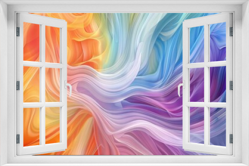 A mesmerizing abstract wallpaper with swirling colors and shapes representing the diversity of the LGBTQ community. The design features flowing lines and patterns, with each color of the rainbow