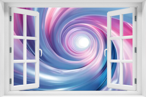 Abstract 3D spiral with vibrant blue and pink tones. The flowing shapes and smooth textures create a hypnotic sense of motion, with subtle transitions in light and color