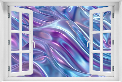 Abstract pink purple liquid metal background. Holographic chrome smooth gradient waves industrial backdrop. Shining bent surface with ripples, reflections. Swirl blue fluid melting wavy flowing motion